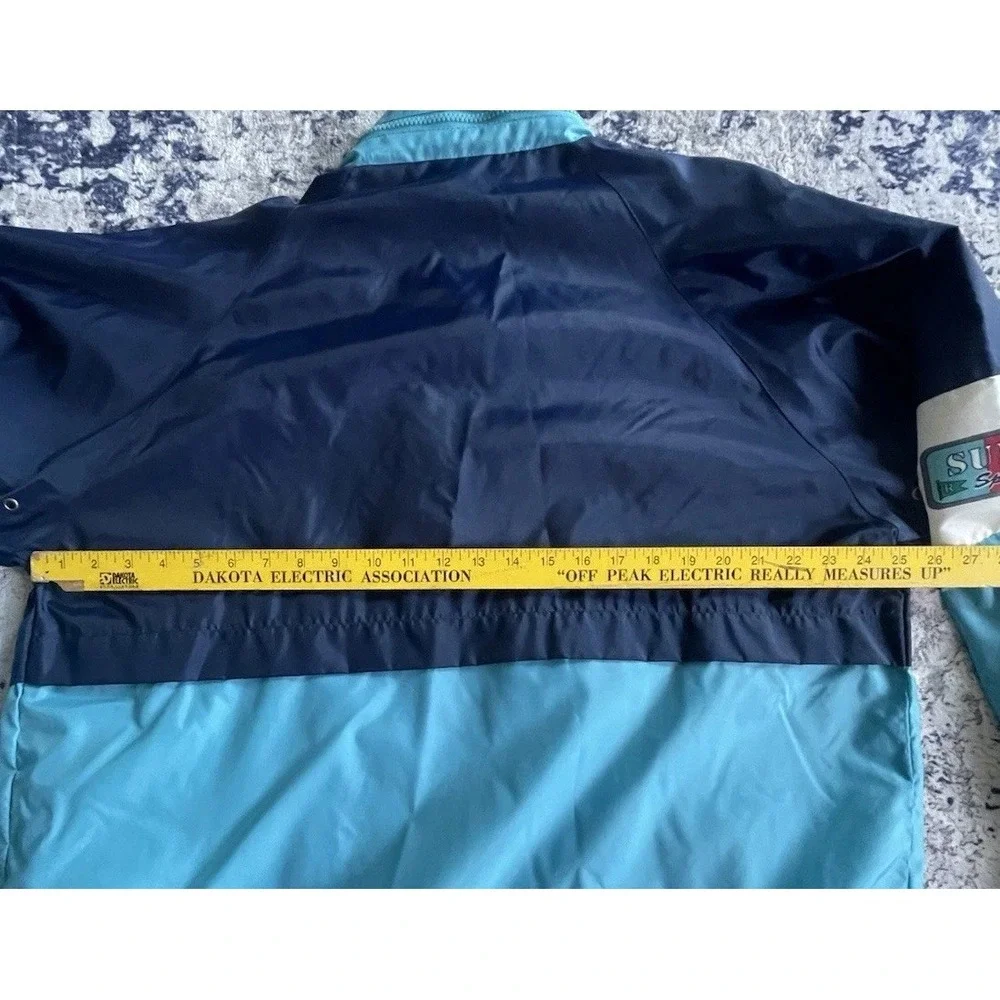 Vintage 90s Colorblock Sailing Jacket Men's‎ M Aqua Navy Windbreaker Zip Lined